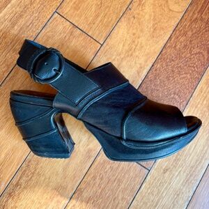 Fluevog Prepare Advisor peep toe sling backs